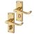 Polished Brass Budget Scroll Privacy Door Handles - Short Plate - Mia Range - 114 x 42mm