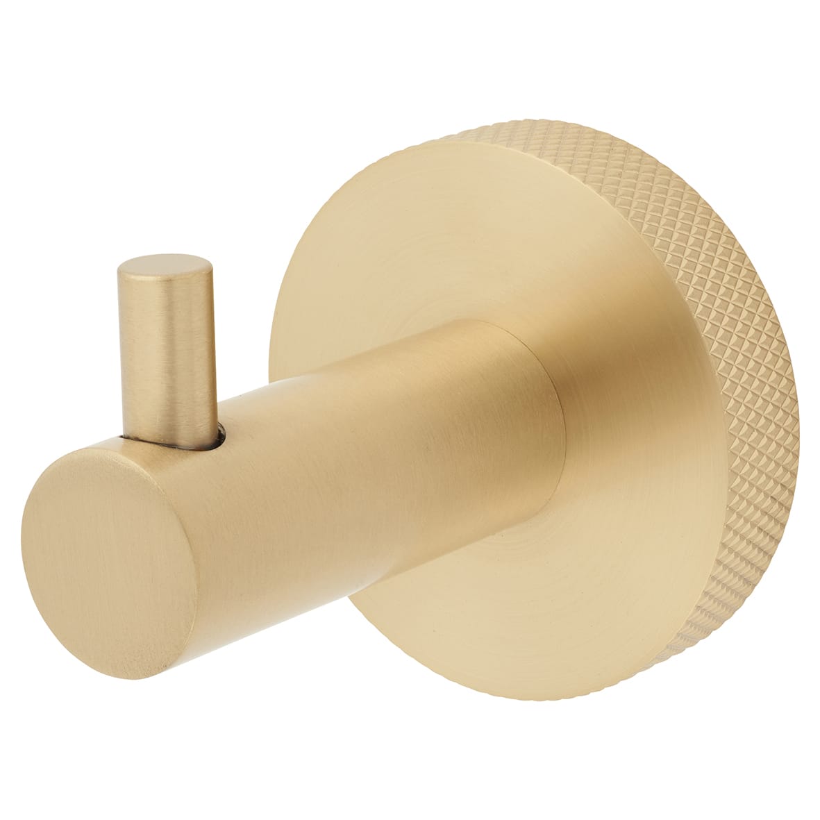 Knurled Robe Hook - 57 x 30 x 60mm - Satin Brass
