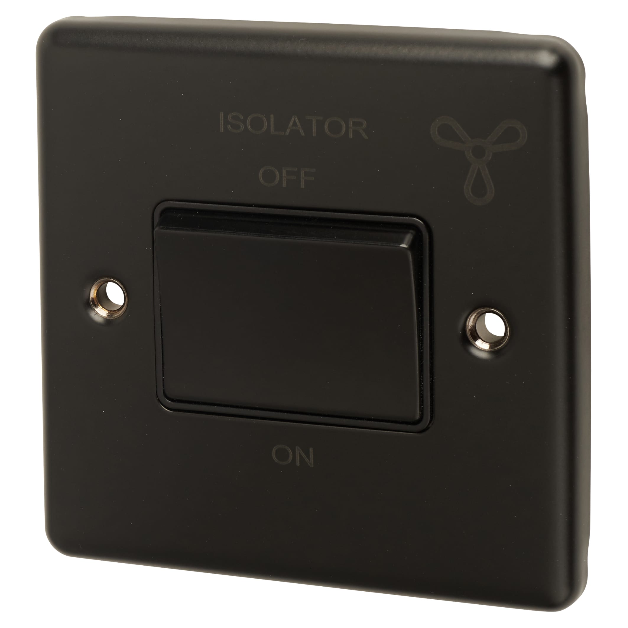 Enhance Decorative 6A 1 Gang Triple Pole Fan Isolator - Matt Black with Black Inserts