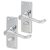 Polished Chrome Victorian Scroll Privacy Door Handles - Short Plate - 118 x 42mm
