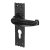Antique Black Iron Tudor Euro Lock Door Handles - 152 x 38mm