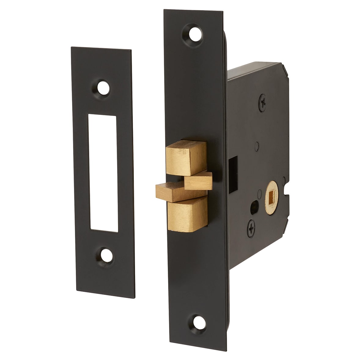 Sliding Door Bathroom Lock - 76mm Case - 56mm Backset - Matt Black