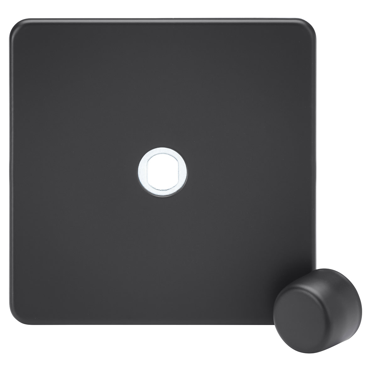 1 Gang Screwless Flat Dimmer Plate with Metal Dimmer Cap - Anthracite