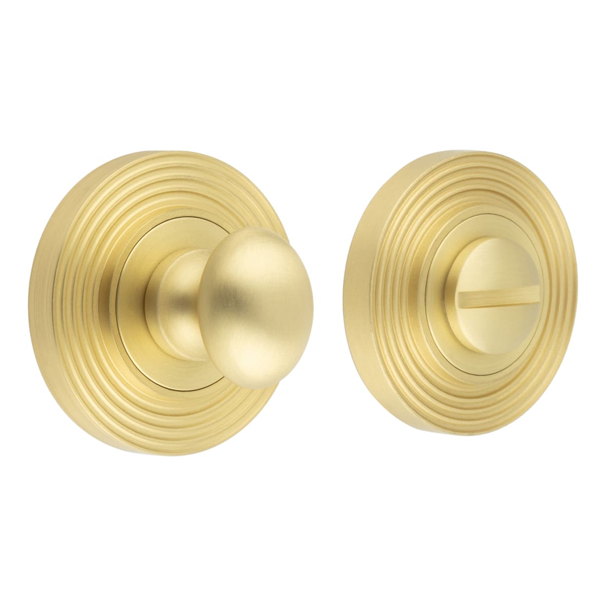 Inner 1 Turn & Release with Reeded Rose - 47mm Diameter - Satin Brass
