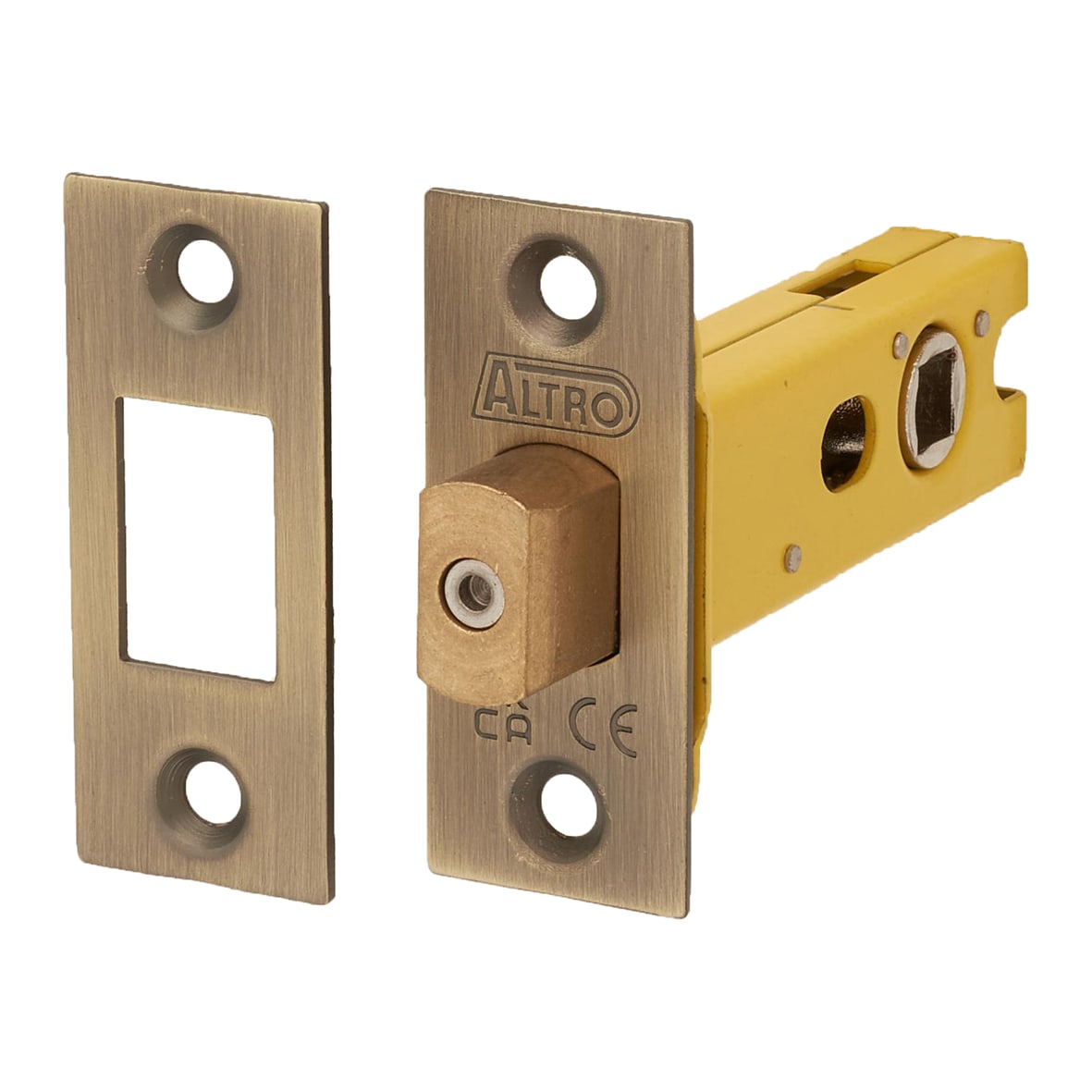 8mm Bolt Through Tubular Bathroom Deadbolt - 76mm Case - 57mm Backset - Square - Antique Brass