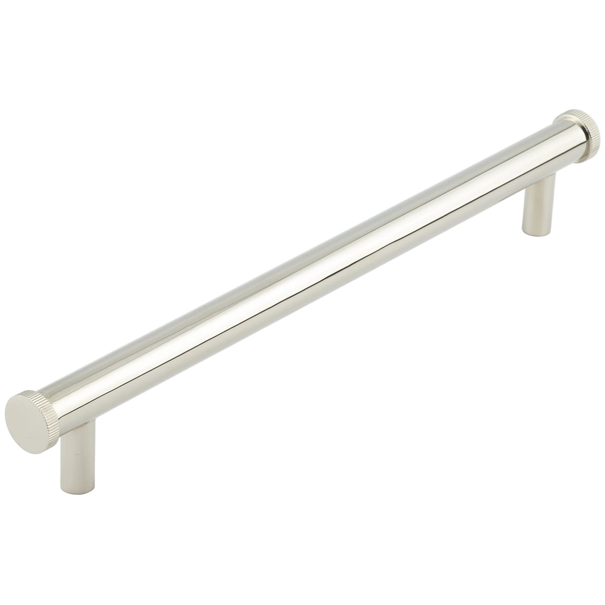 Thaxted 15mm Knurled T-Bar Cabinet Pull Handle - 224mm c/c - Polished Nickel