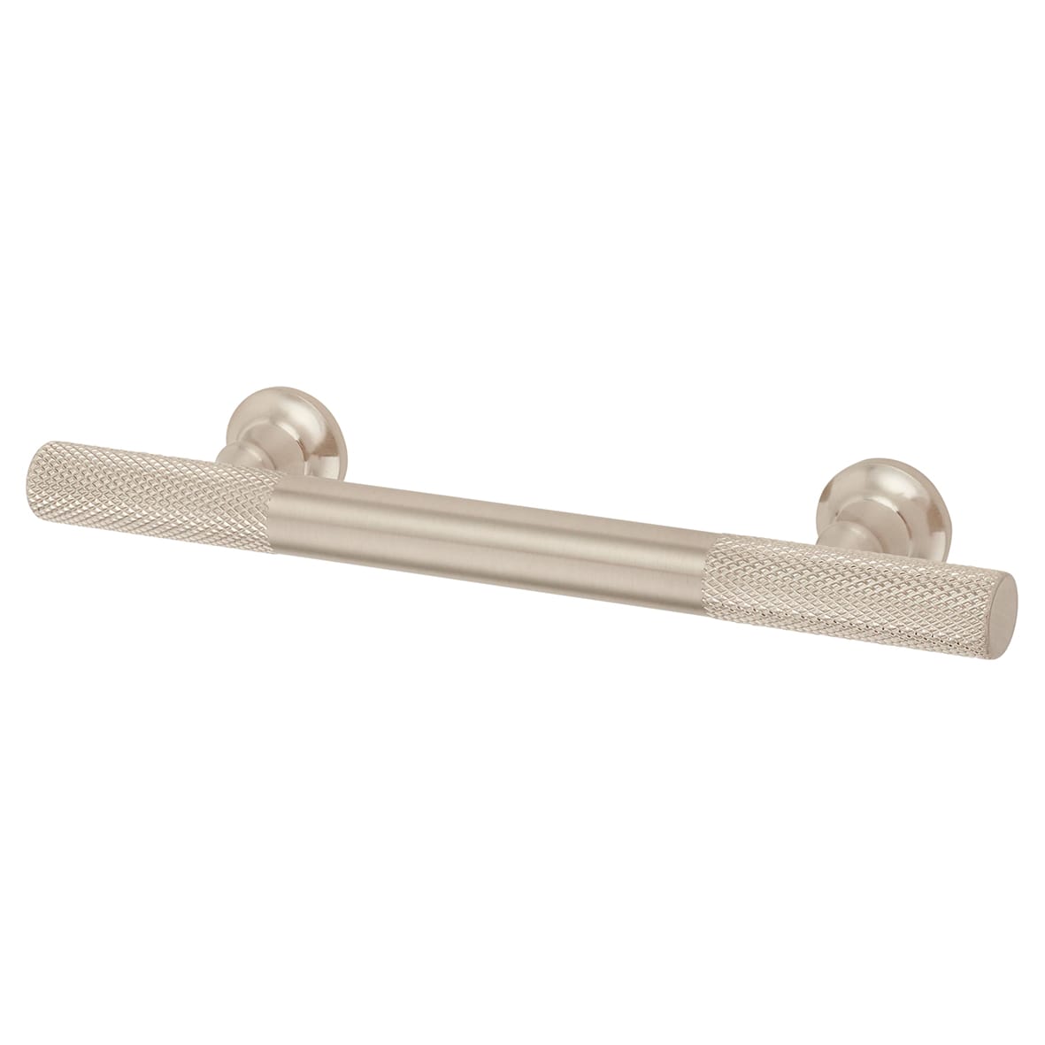 York 12mm Partially Knurled T-Bar Cabinet Pull Handle - 96mm Centres - Satin Nickel