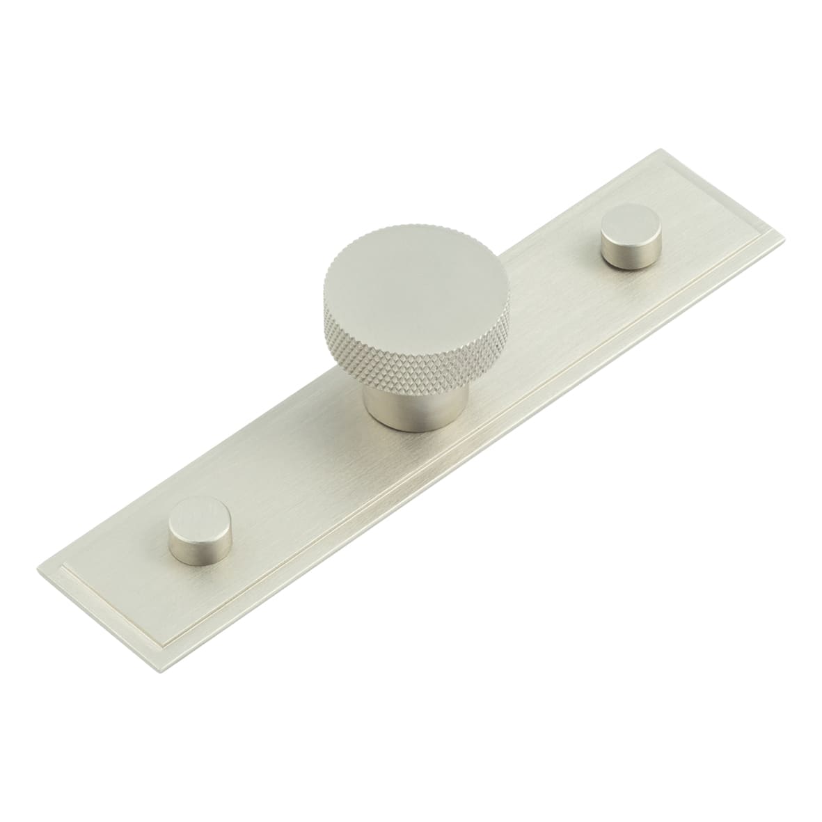Wenlock Knurled Round Cabinet Knob on Stepped Backplate - 30mm Diameter - Satin Nickel