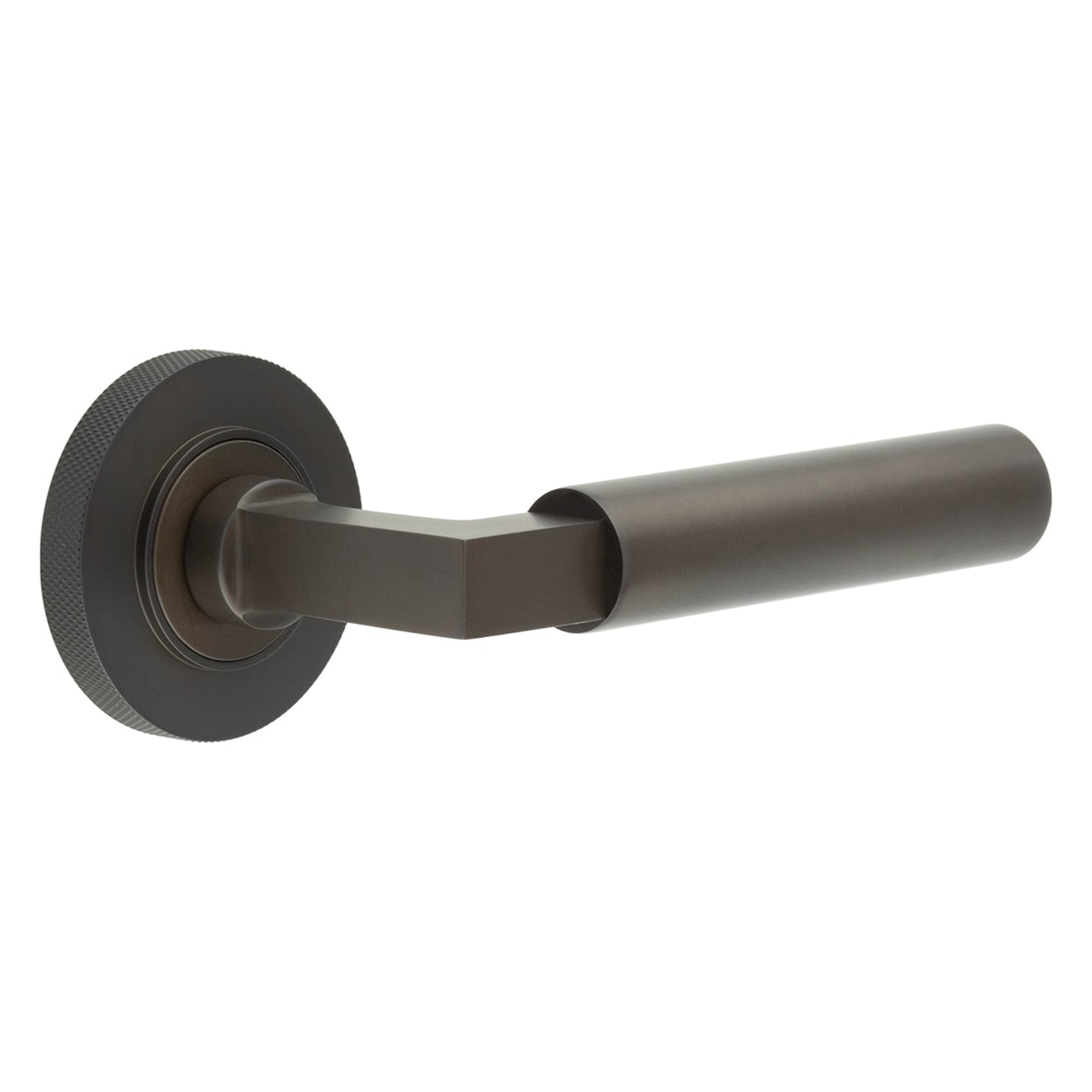 Dark Bronze Fire Rated Door Handles on Round Knurled Rose - Westminster Range
