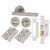 Satin Nickel Bathroom Lock Door Handles on Rose Pack - Sophia Range