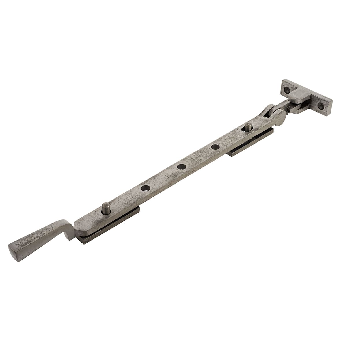 Square Casement Window Stay - 12"/300mm - Polished Iron