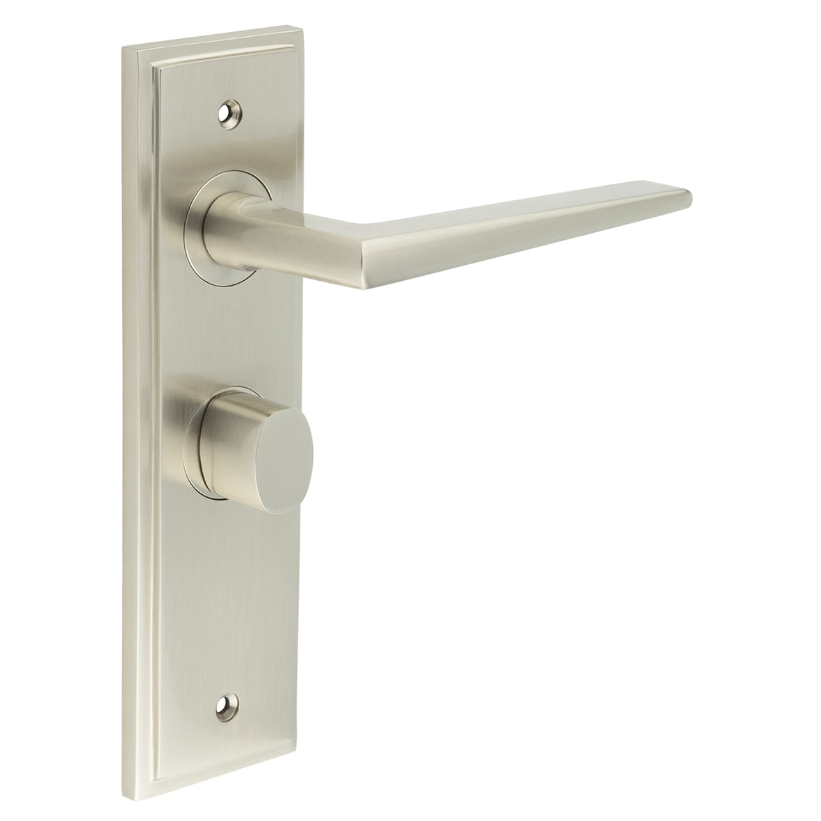 Satin Nickel Fire Rated Bathroom Door Handles - Mayfair - Inner 2 - 200 x 55mm