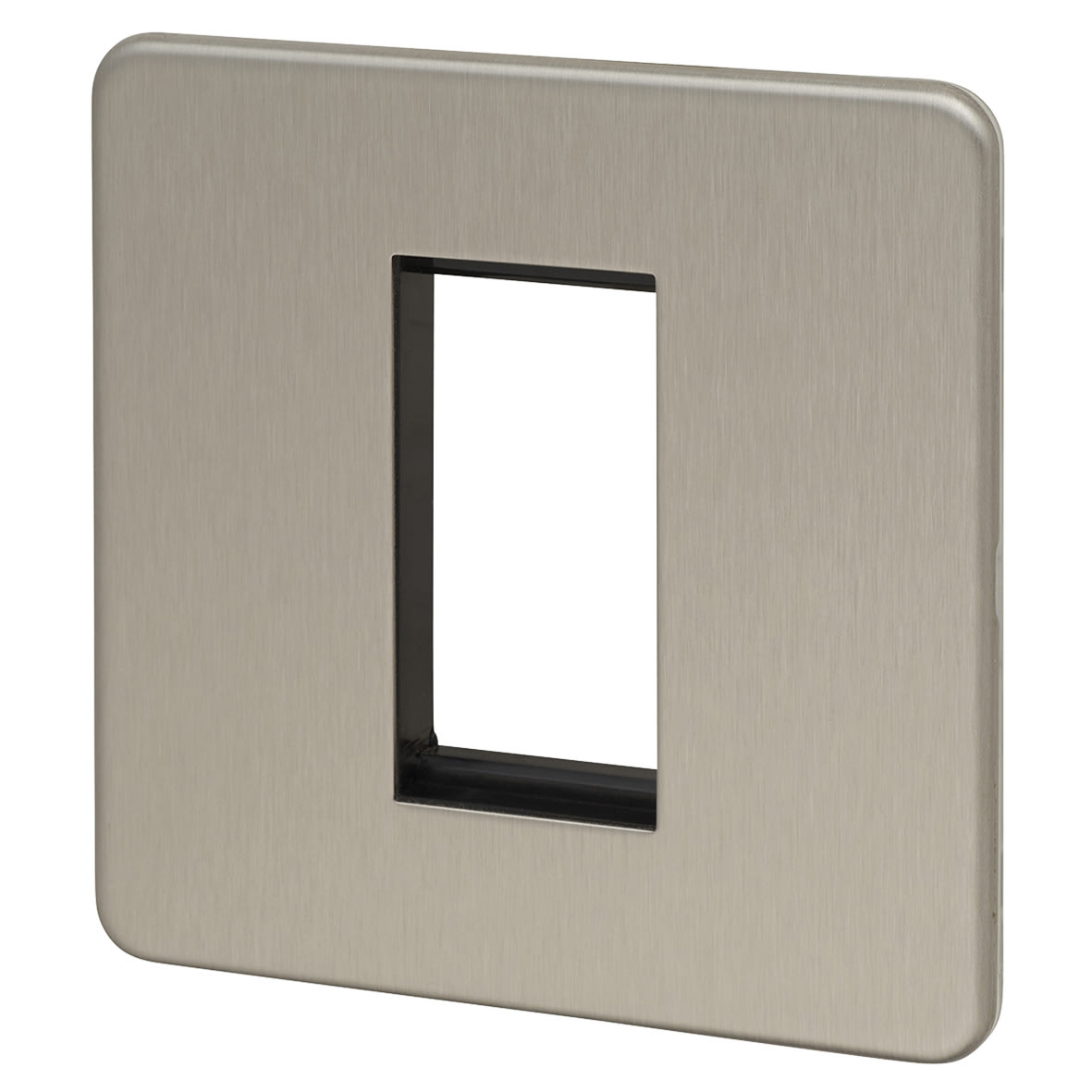 1 Gang 1 Module Euro Screwless Faceplate - Brushed Chrome