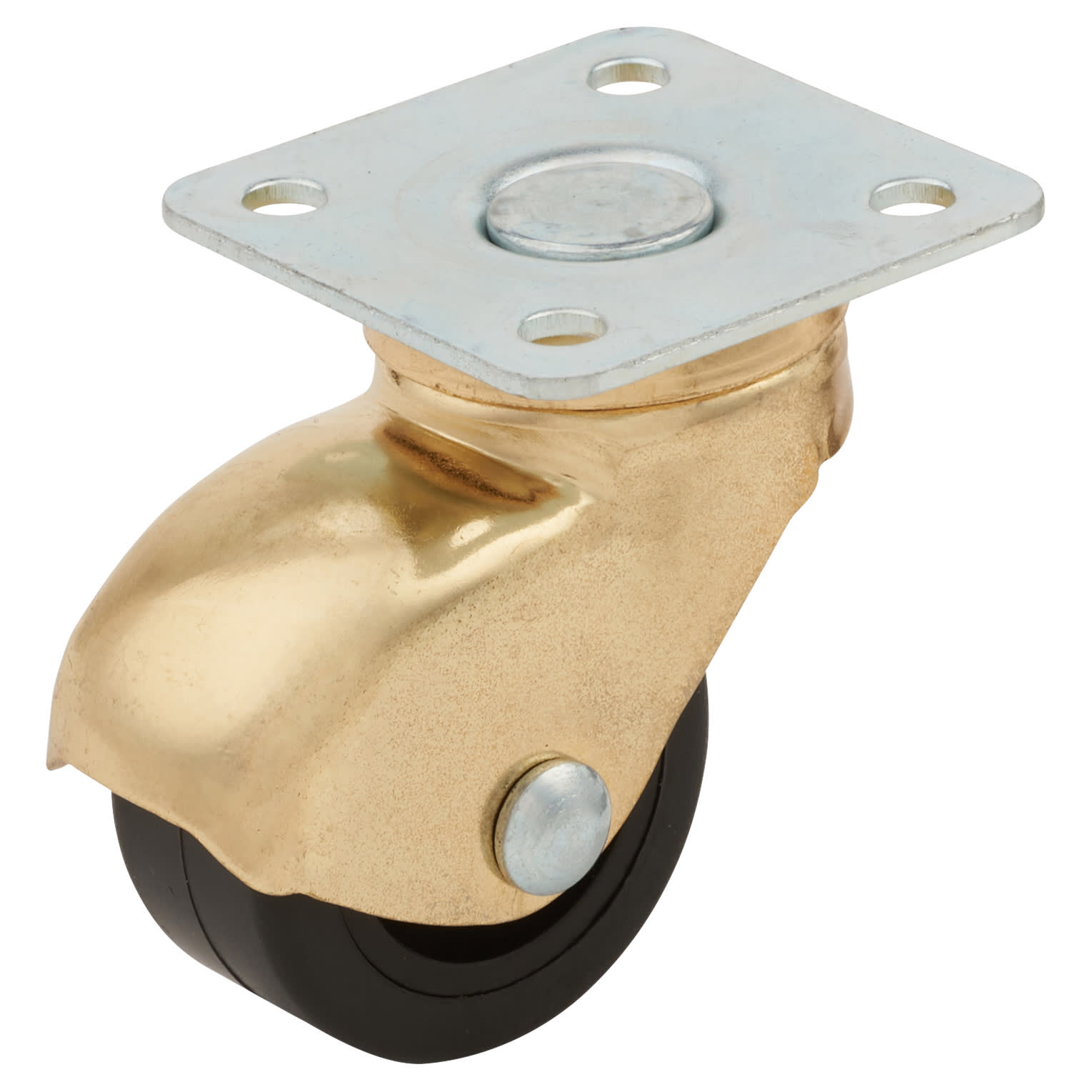 Low Level Furniture Castor - Swivel - 20kg Max Weight - 35mm Diameter - Brass Plated