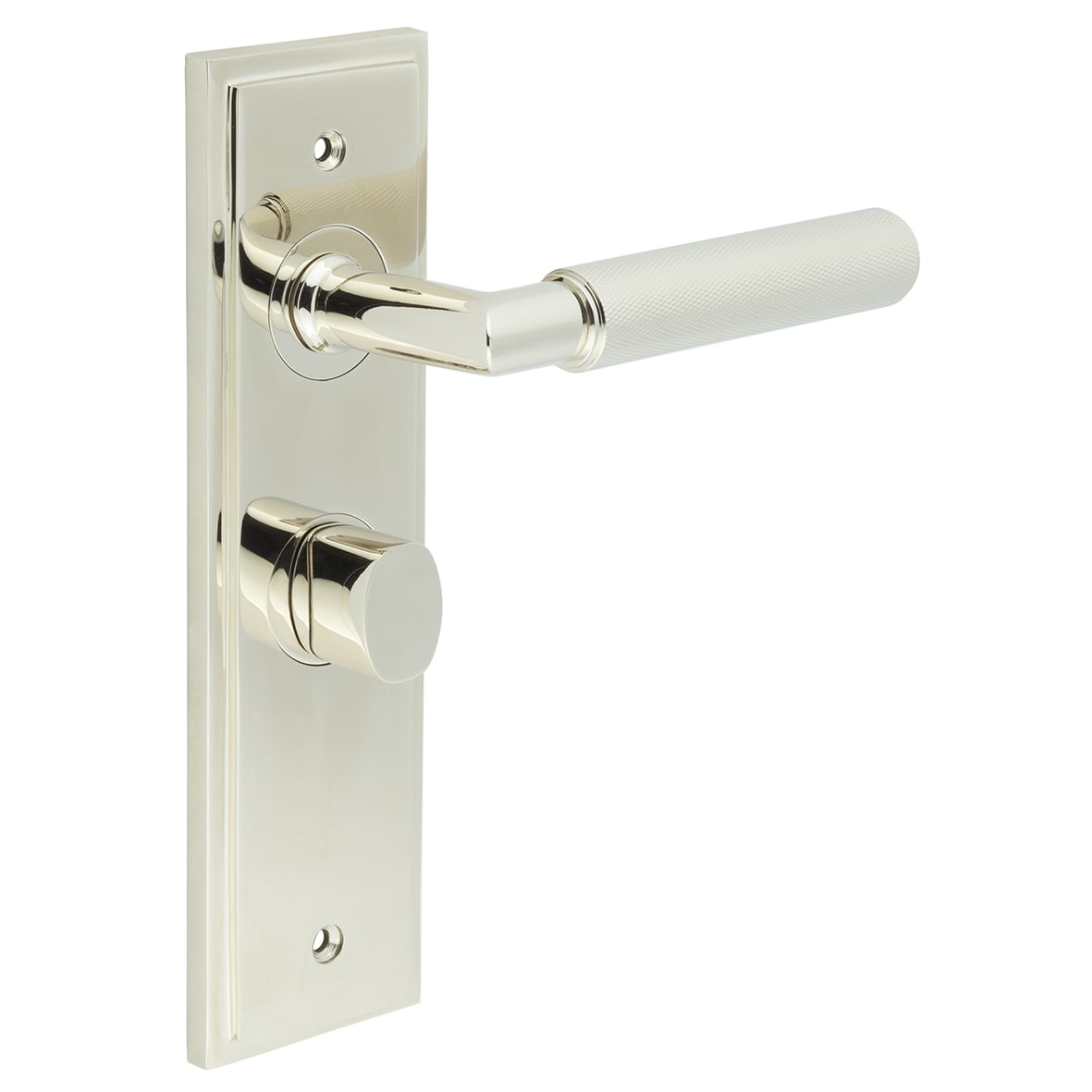 Polished Nickel Fire Rated Bathroom Door Handles - Piccadilly - Inner 2 - 200 x 55mm