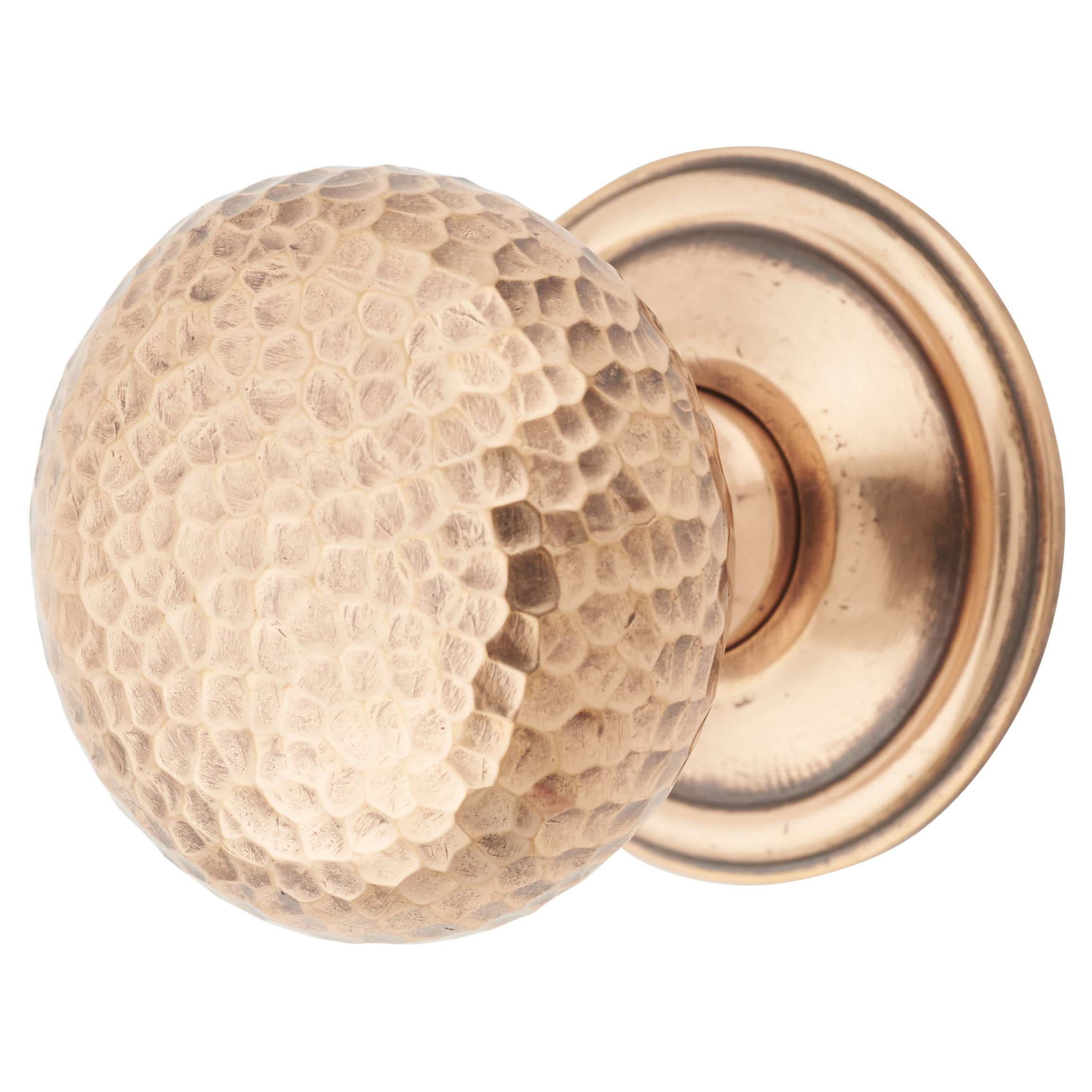 Hammered Mushroom Round Cabinet Knob - 32mm Diameter - Polished Bronze