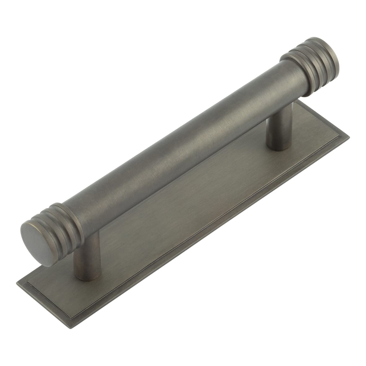 Sturt 15mm Reeded T-Bar Cabinet Pull Handle on Stepped Backplate - 96mm c/c - Dark Bronze