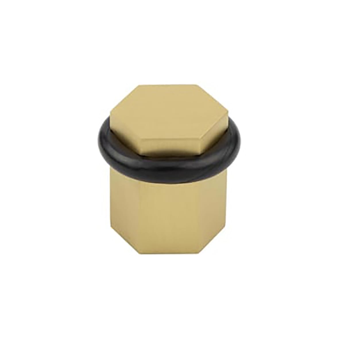 Hexagonal Floor Door Stop - 40 x 38mm - Satin Brass