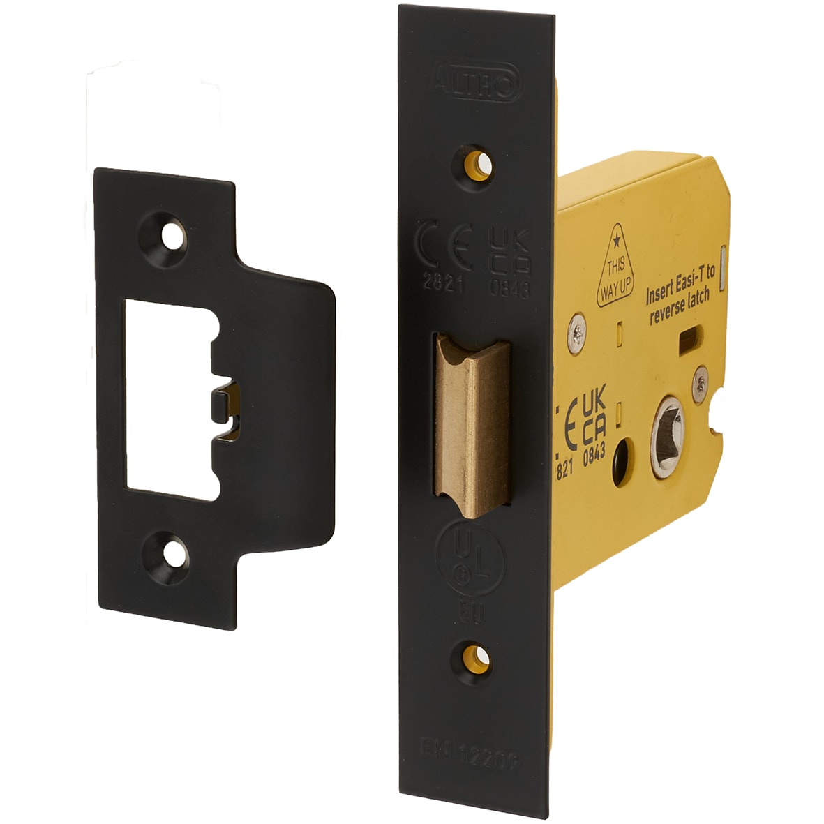 Heavy Duty Bolt Through Flat Latch - 79mm Case - 57mm Backset - Square - Matt Black