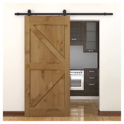 Barn Strap Sliding Door Gear Kit - Top Mounted - 2000mm Track - 120kg Max Door Weight - Black