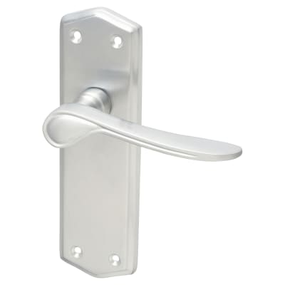 Satin Chrome Latch Door Handles - Rome Range - 170 x 50mm