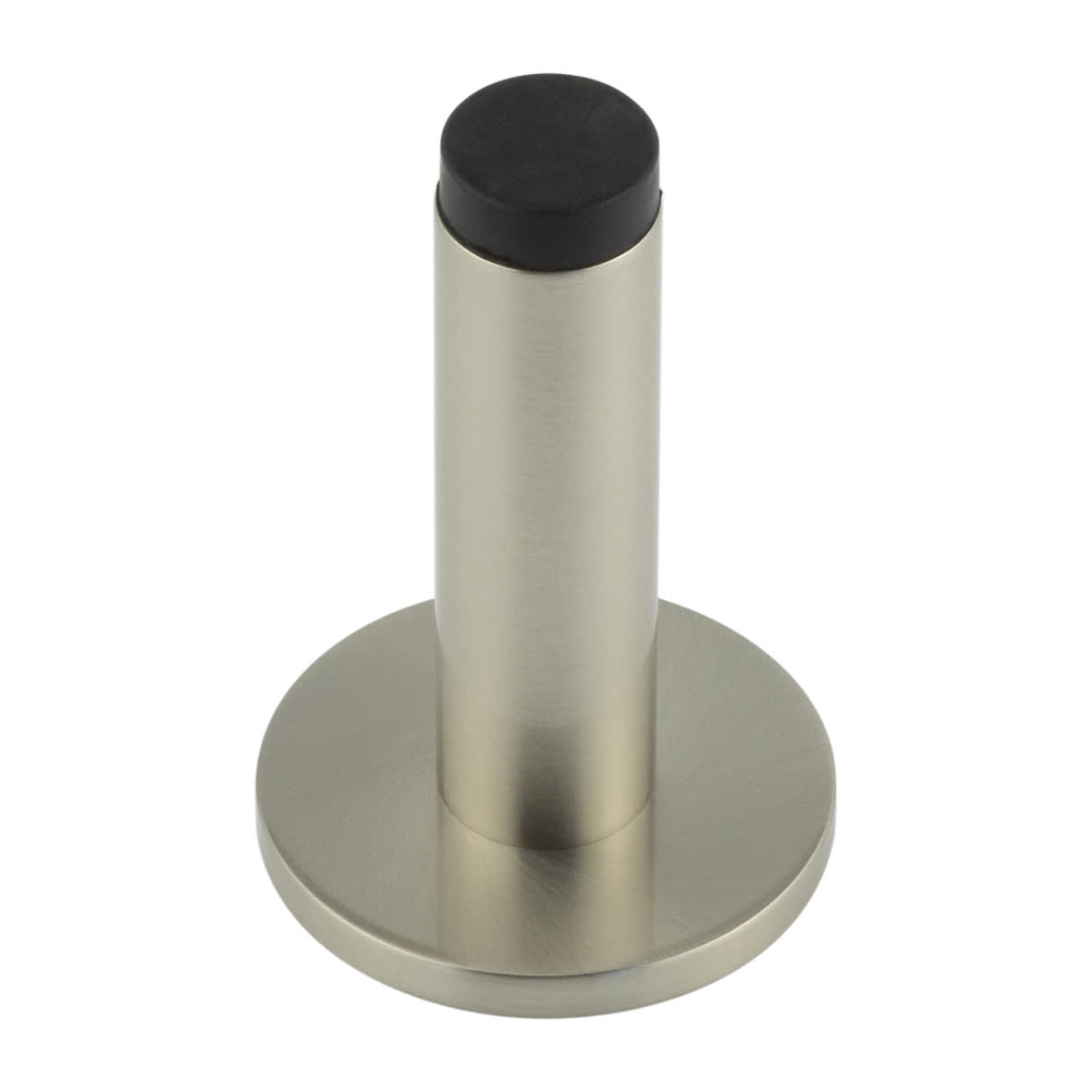 Plain Projection Door Stop on Plain Rose - 76mm Projection - Satin Nickel