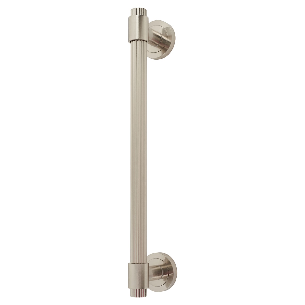 Satin Nickel 20mm Thick Lines T-Bar Door Pull Handle on Rose - Screw Fix - 300mm Centres