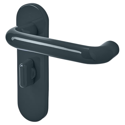 Anthracite Grey Nylon Steel Core Safety Bathroom Door Handles - 57mm c/c - Paris Range