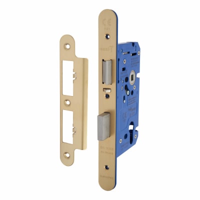 Architectural DIN Euro Escape Sashlock - 85mm Case - 60mm Backset - Radius - PVD Brass