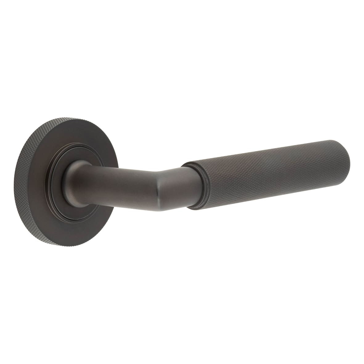 Dark Bronze Knurled Fire Rated Door Handles on Round Knurled Rose - Piccadilly Range