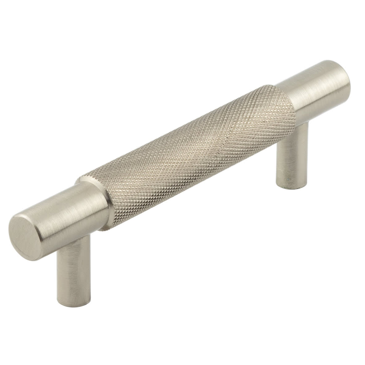 Taplow 18mm Knurled T-Bar Cabinet Pull Handle - 96mm c/c - Satin Nickel