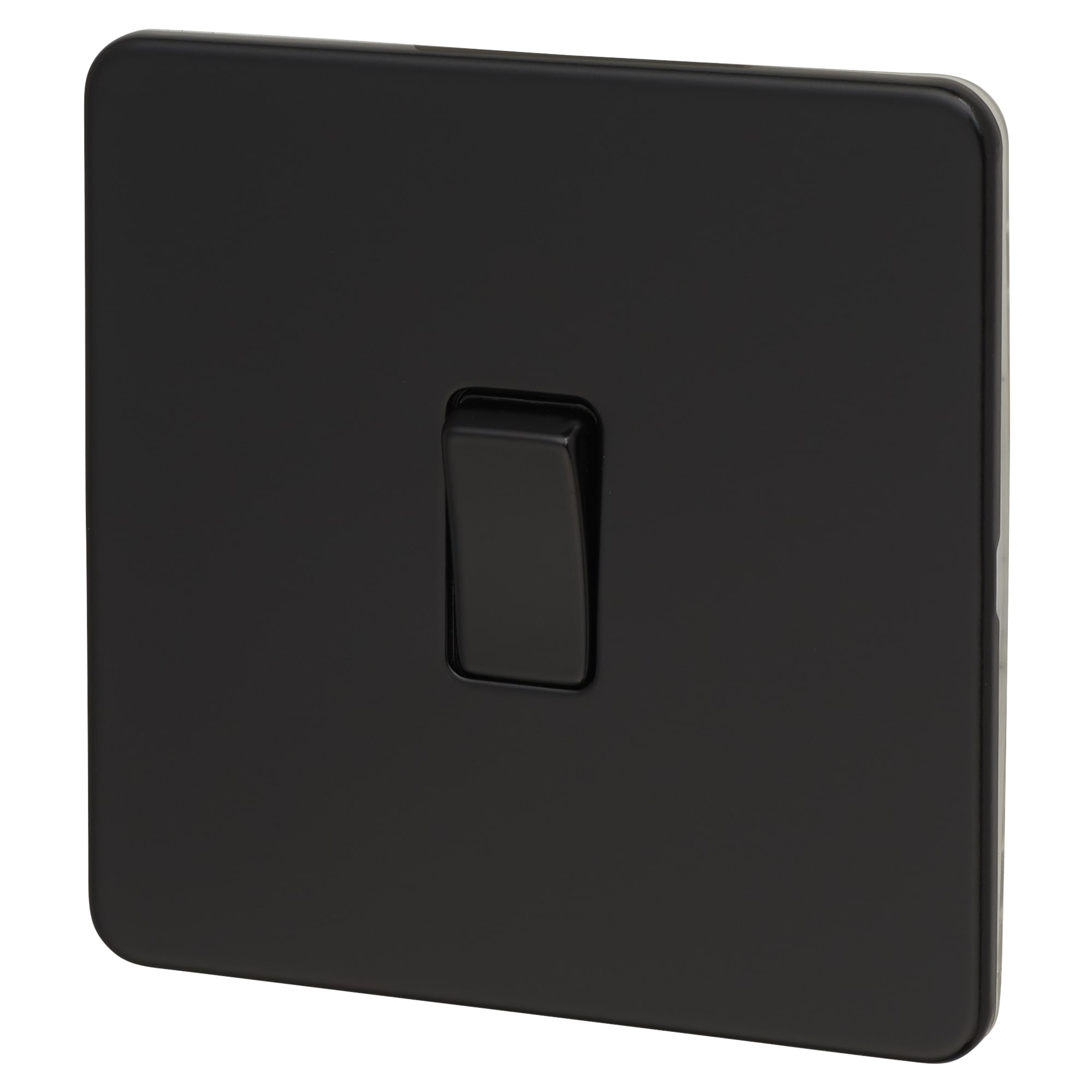 10AX 1 Gang 2 Way Screwless Flat Plate Light Switch - Matt Black