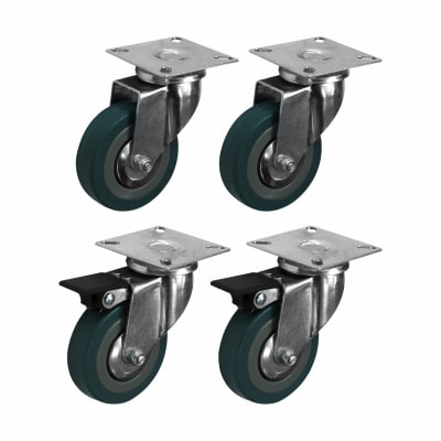 Castor - 2 x Swivel, 2 x Swivel Braked - 165kg Max - 100mm Diameter - Grey - Pack of 4