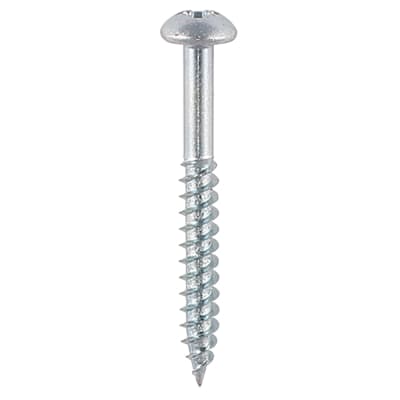 Twin Threaded Pozi Round Head Wood Screws - 8 x 1 1/4" - Zinc Plated - Pack of 200