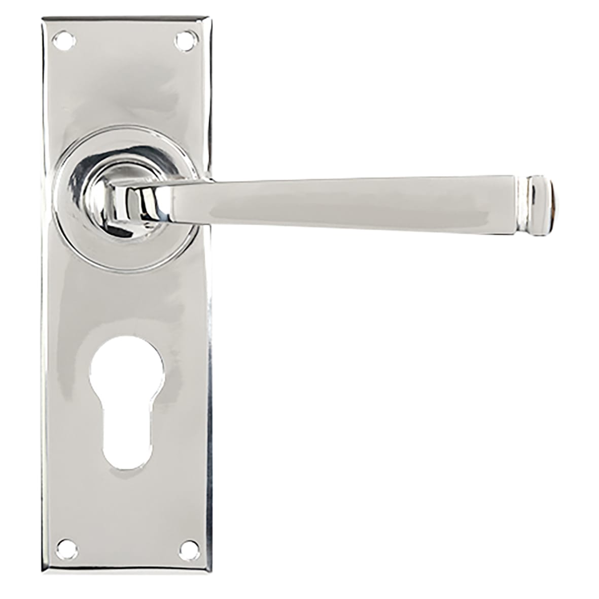 Polished Stainless Steel Euro Lock Door Handles - Avon Range - 152 x 48mm