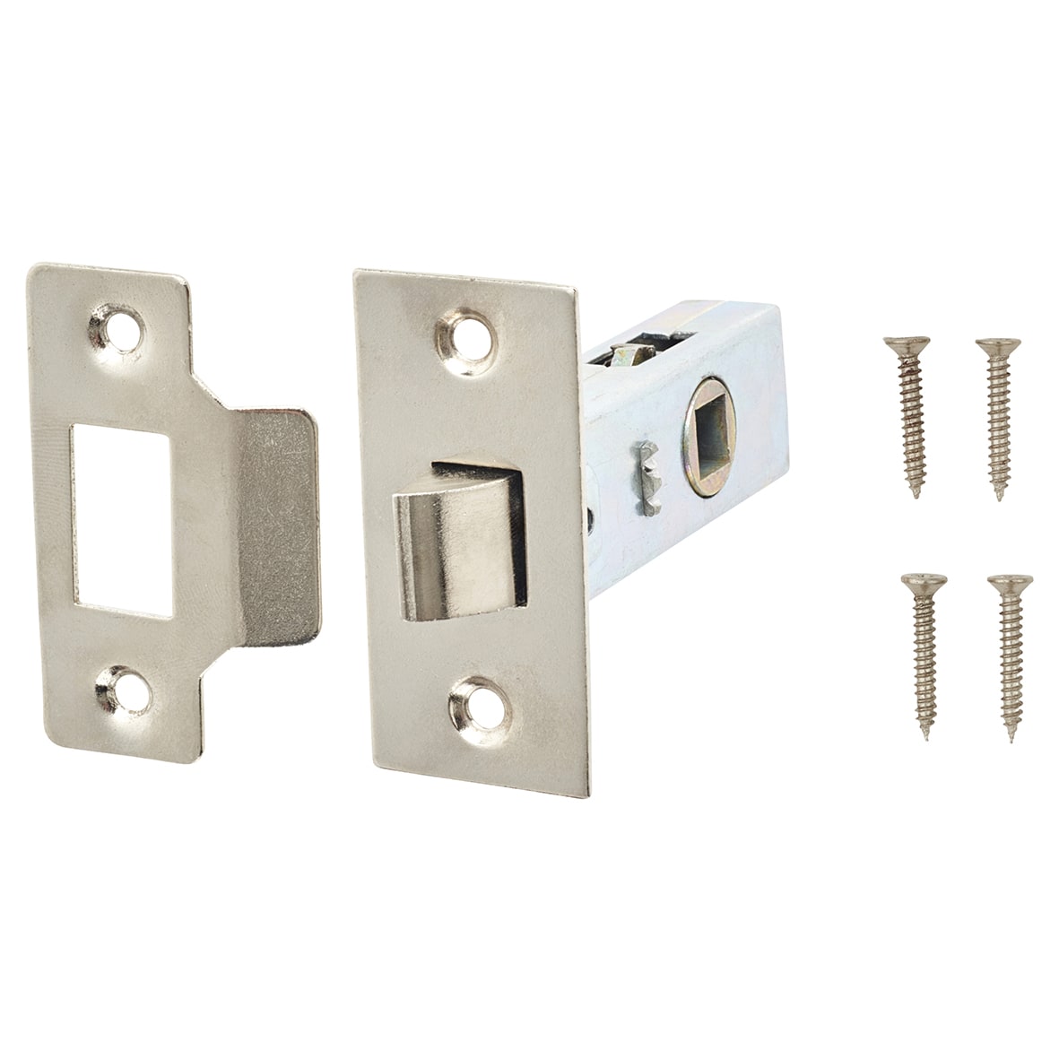 Budget Tubular Latch - 65mm Case - 44mm Backset - Square - Nickel Plated