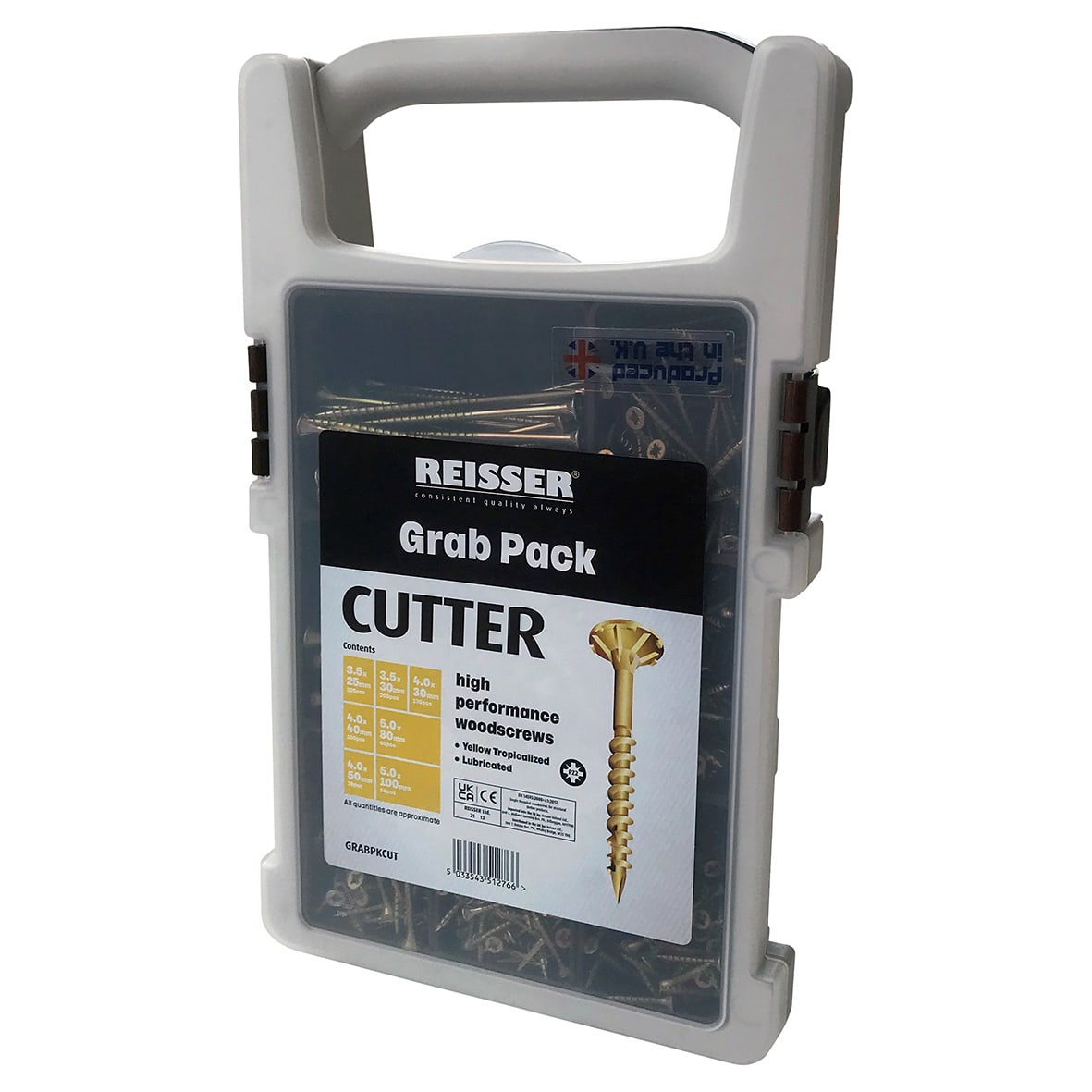 Cutter Pozi Countersunk Wood Screws Trade Pack Grab Case - Yellow Zinc - Pack of 830