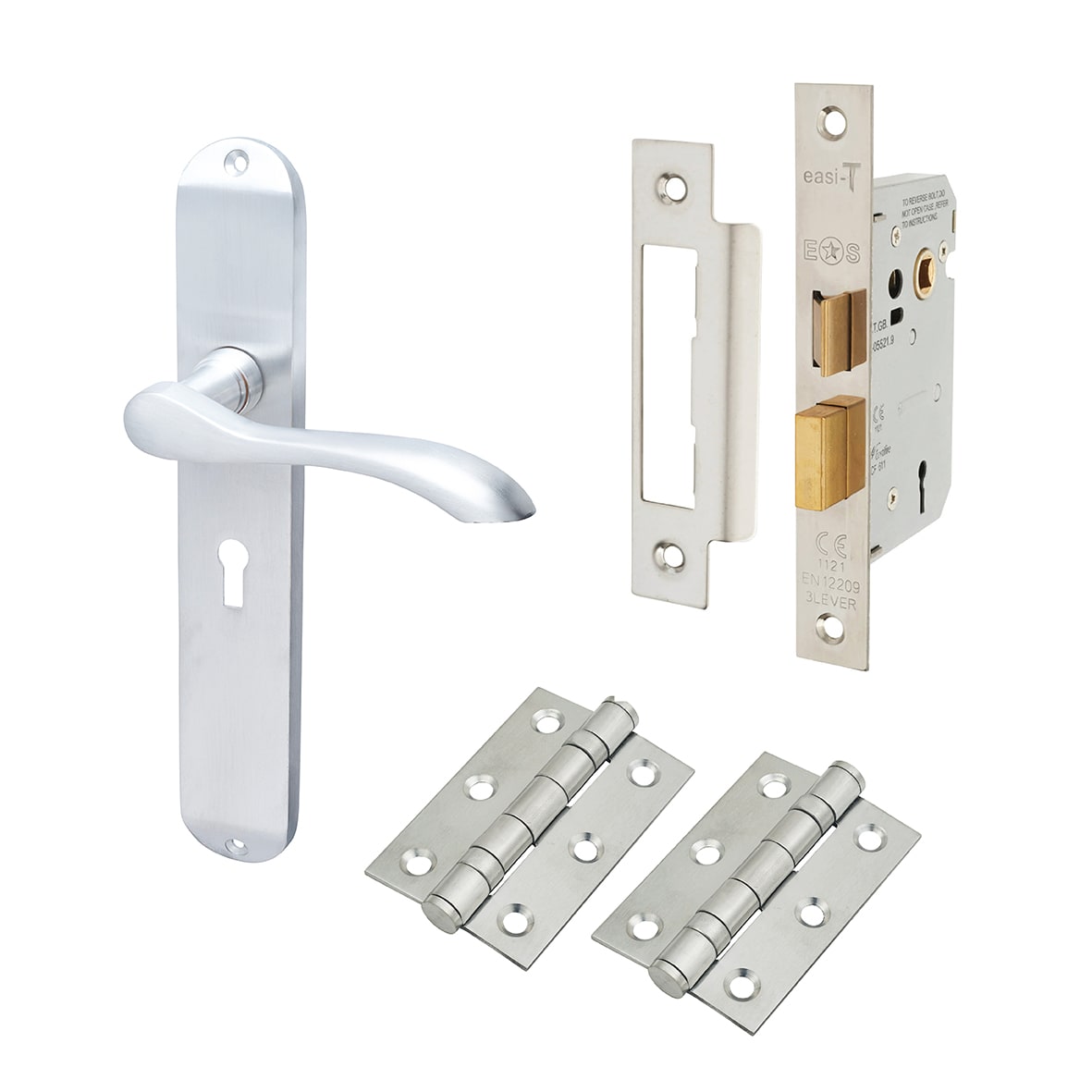 Satin Chrome 3 Lever Sashlock Door Handles Pack - Altea Range