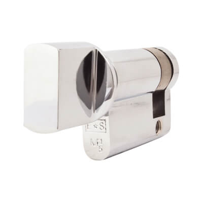 5 Pin 45mm Euro Single Thumbturn Cylinder - 35mm Turn + 10mm - Pol Chrome - Keyed Differ