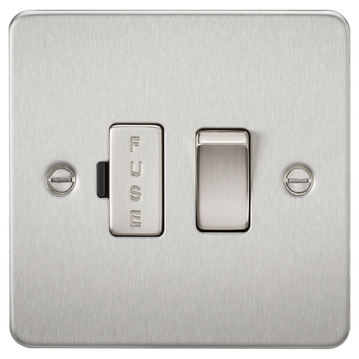 13A 1 Gang Flat Plate Switched Fused Spur - Brushed Chrome