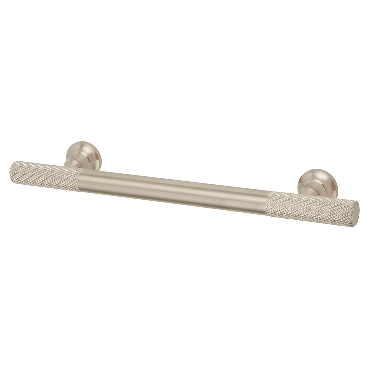York 12mm Partially Knurled T-Bar Cabinet Pull Handle - 128mm Centres - Satin Nickel