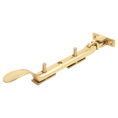 Cast Victorian Casement Window Stay - 8"/200mm Length - Polished Brass