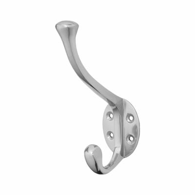 Victorian Heavy Duty Single Hat & Coat Hook - 143 x 65mm - Polished Chrome