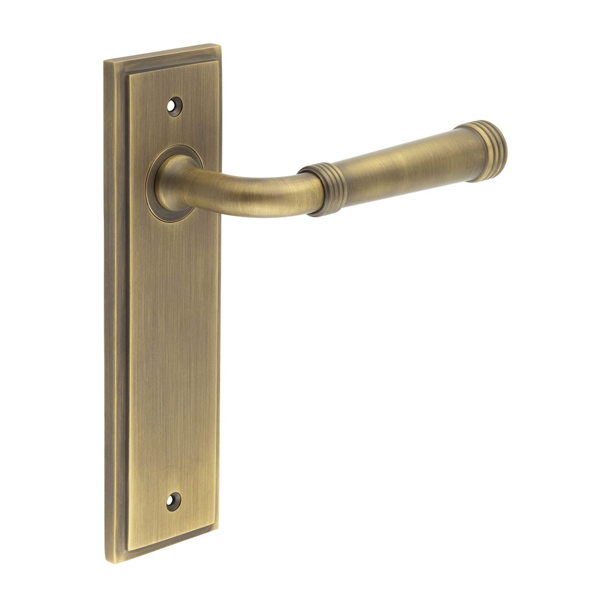 Antique Brass Fire Rated Latch Door Handles - Highgate - 200 x 55mm