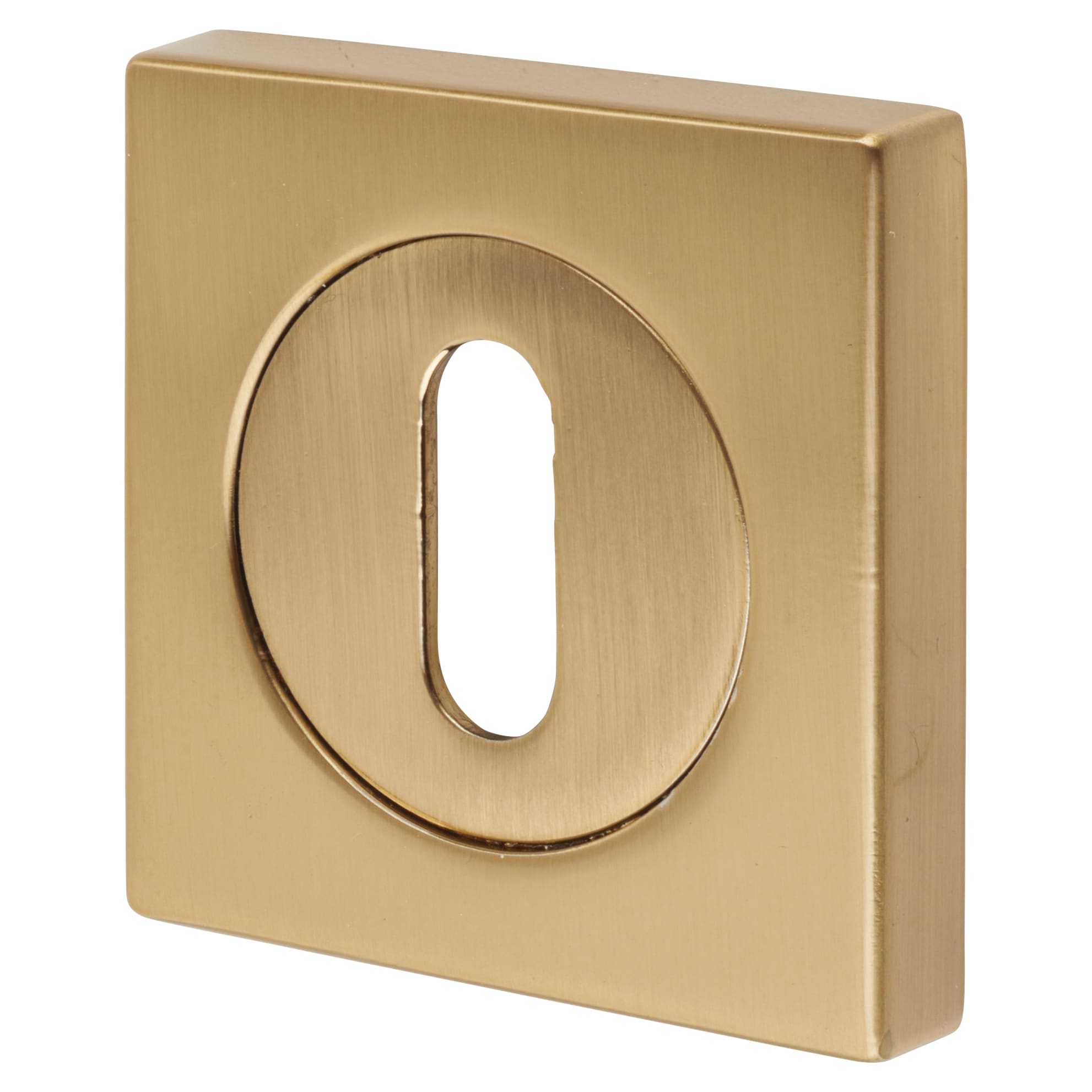 Square Escutcheon - 52 x 52mm - Keyhole - Satin Brass - Pair