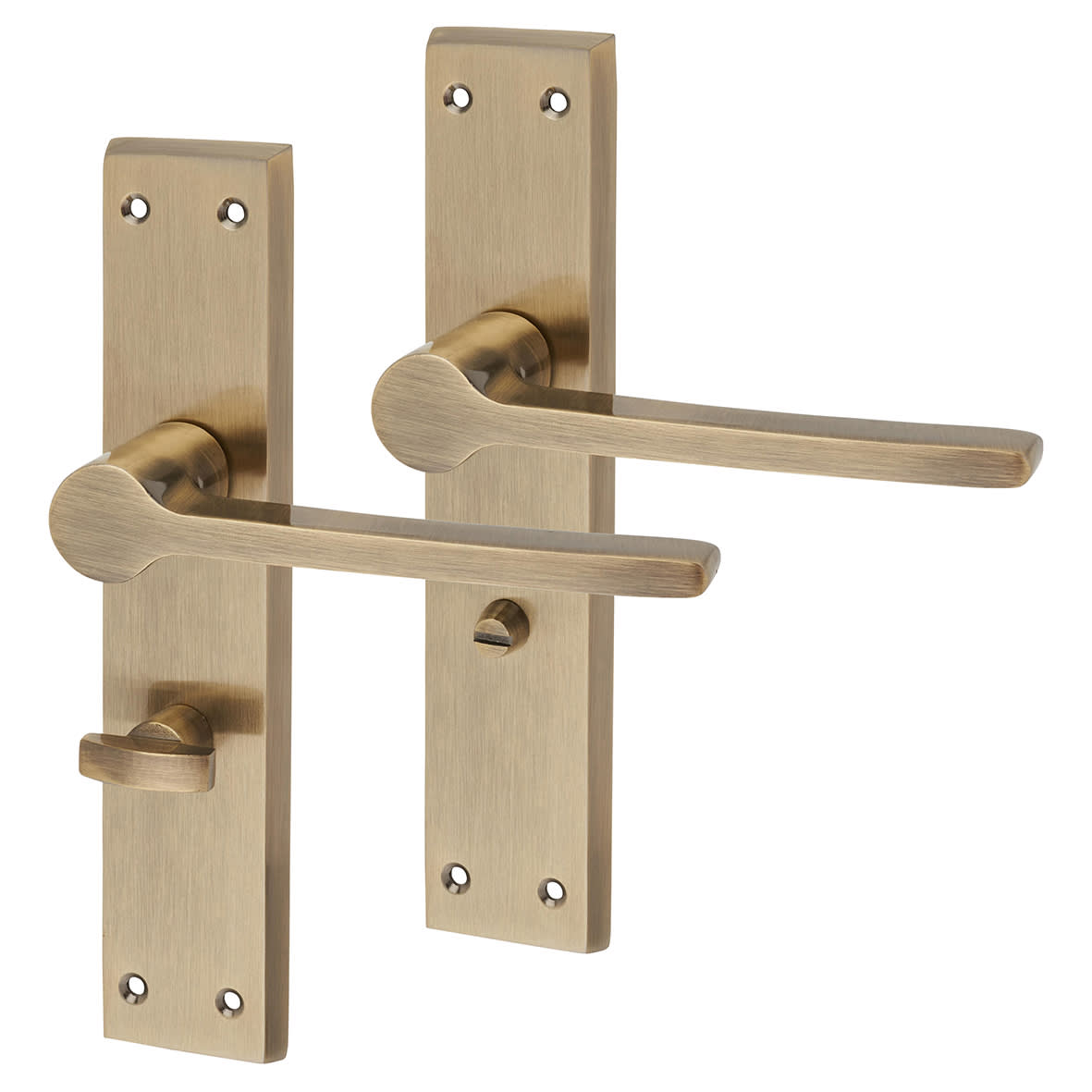 Antique Brass Bathroom Door Handles - Farley Range - 200 x 42mm