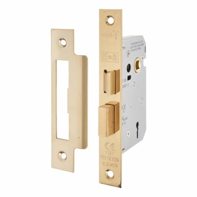 Contract Bolt Through 3 Lever Sashlock - 76mm Case - 57mm Backset - Polished Brass