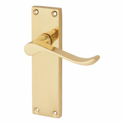 Polished Brass Budget Scroll Latch Door Handles - Mia Range - 153 x 42mm