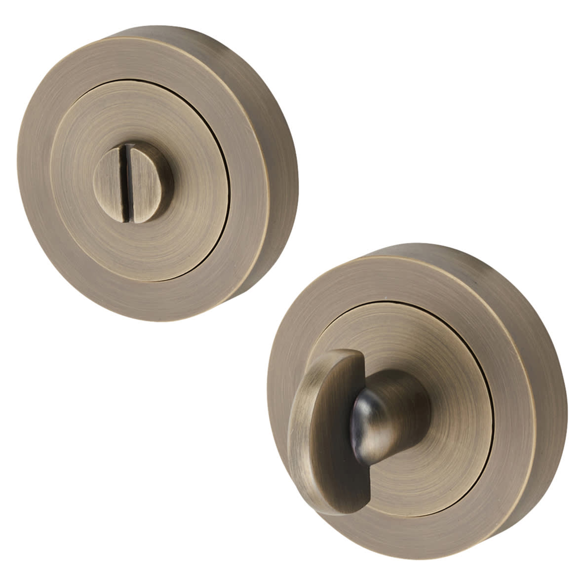 Brass Bathroom Turn & Release - 50mm Diameter - Antique Brass