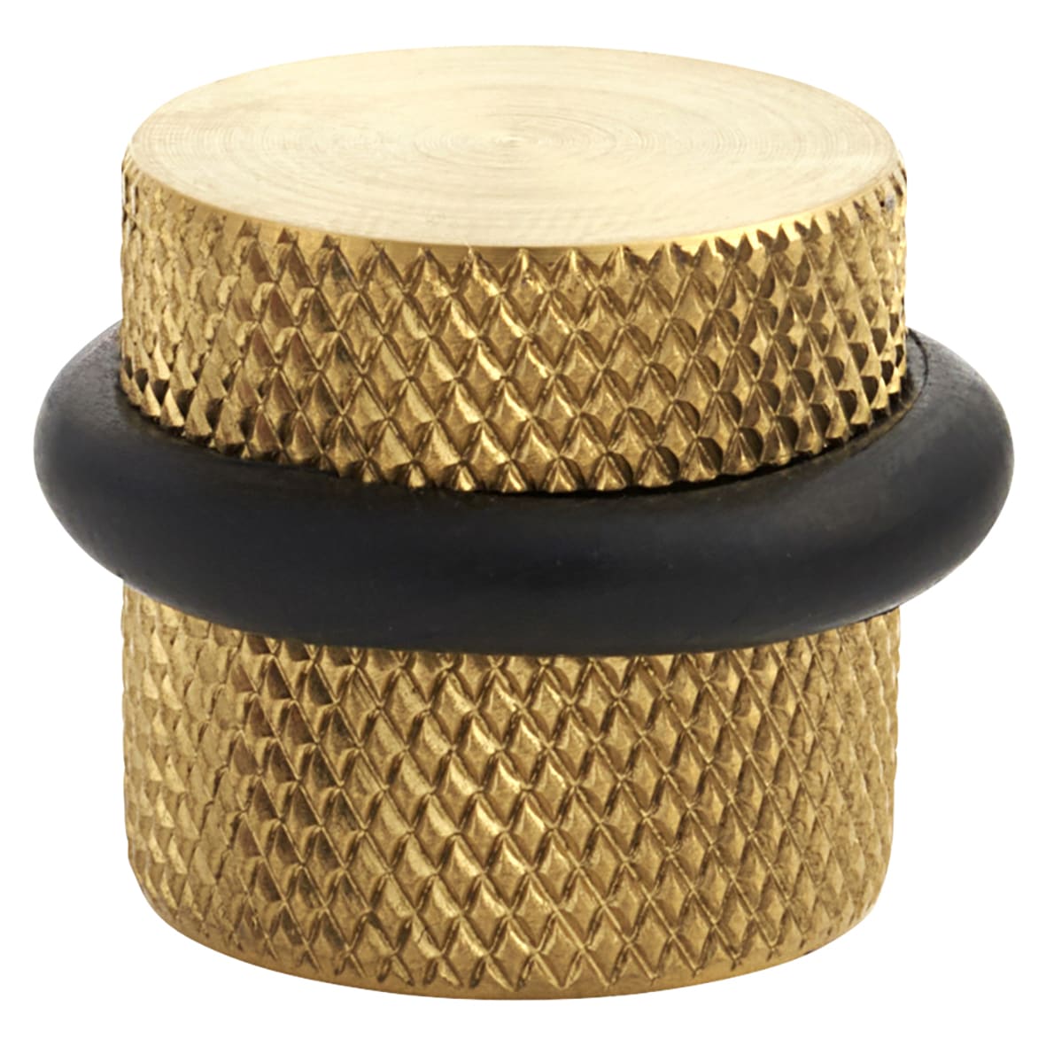 Knurled Floor Door Stop - 22 x 22mm - PVD Satin Brass